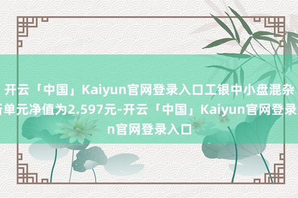 开云「中国」Kaiyun官网登录入口工银中小盘混杂最新单元净值为2.597元-开云「中国」Kaiyun官网登录入口