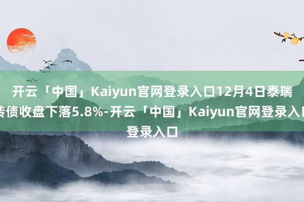 开云「中国」Kaiyun官网登录入口12月4日泰瑞转债收盘下落5.8%-开云「中国」Kaiyun官网登录入口