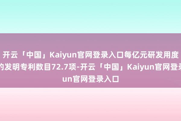 开云「中国」Kaiyun官网登录入口每亿元研发用度产生的发明专利数目72.7项-开云「中国」Kaiyun官网登录入口