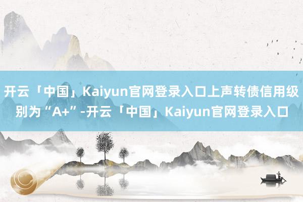 开云「中国」Kaiyun官网登录入口上声转债信用级别为“A+”-开云「中国」Kaiyun官网登录入口